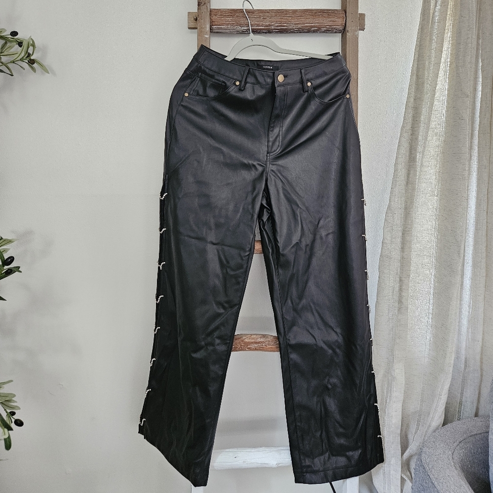 Forever 21 Black Pleather Pants with Side Eyelets